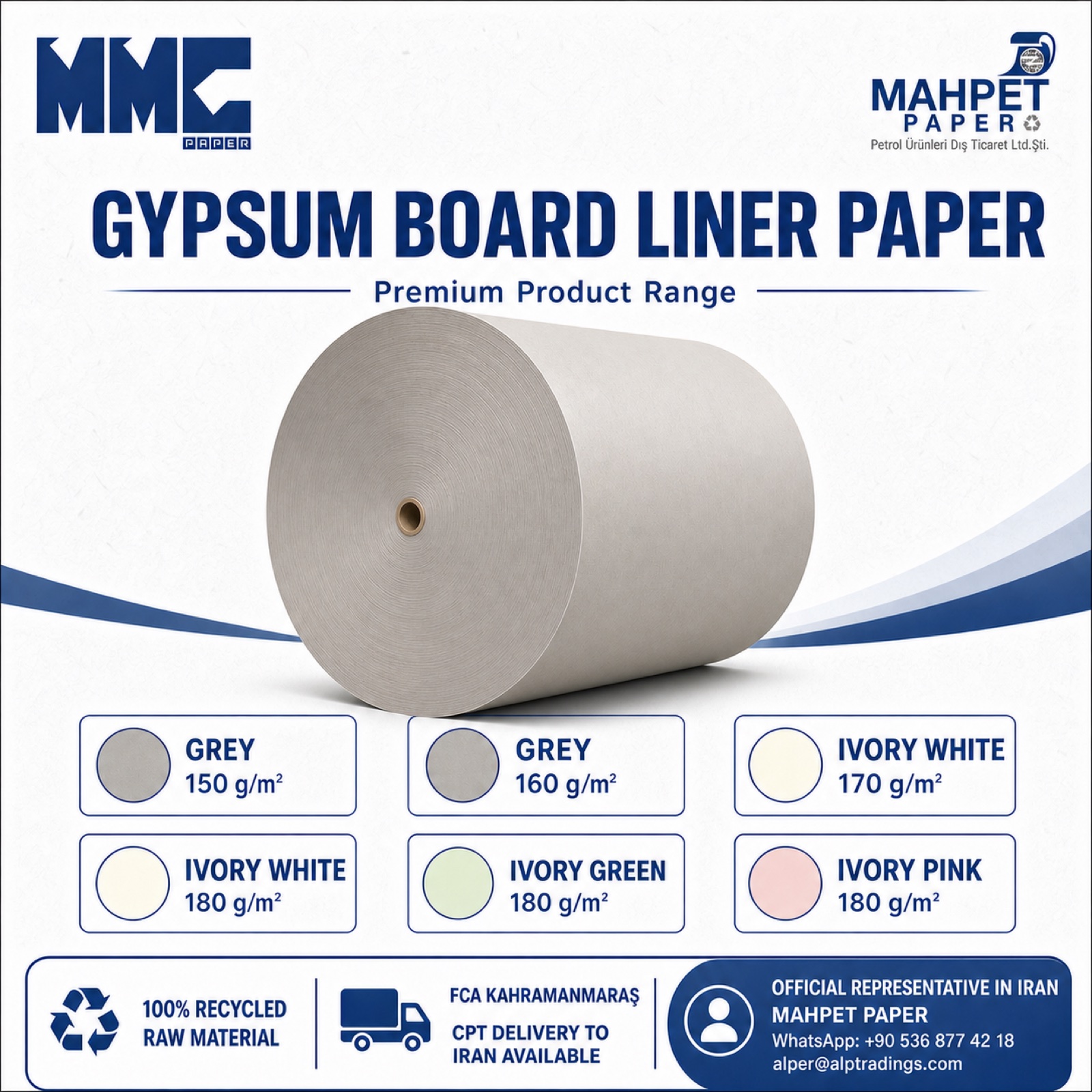 Gypsum board liner paper